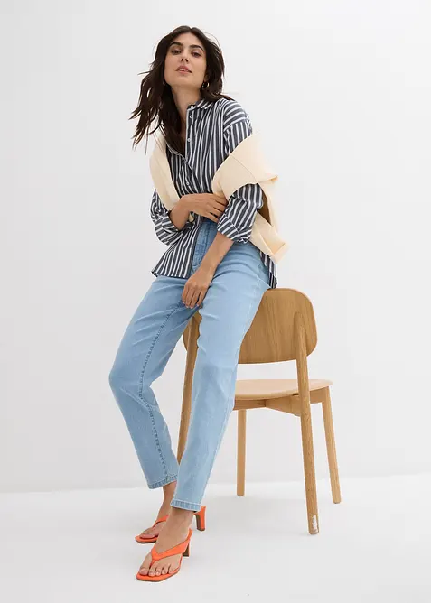 Mom jeans elasticizzati, a vita alta, bonprix