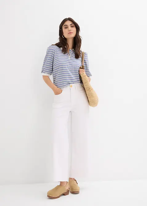 Jeans cropped wide leg, vita alta, bonprix