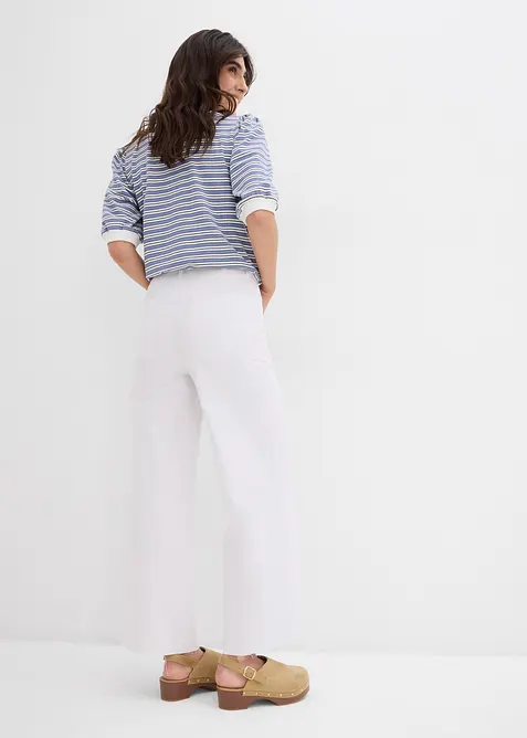 Jeans cropped wide leg, vita alta, bonprix