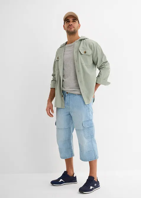 Jeans cargo elasticizzati a pinocchietto regular fit, straight, bonprix