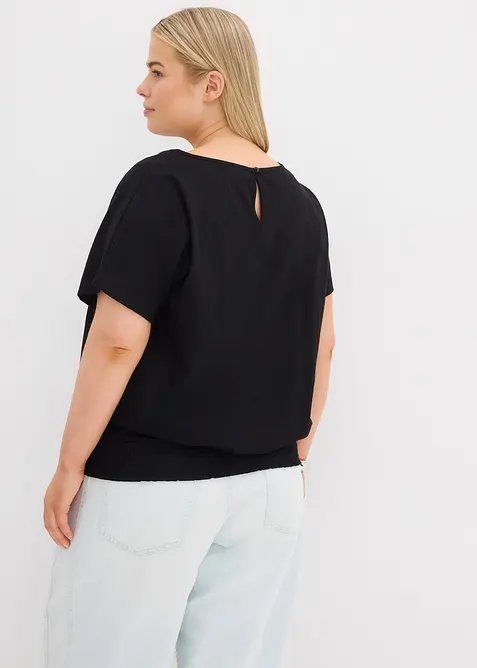 Maglia in filato fiammato di cotone biologico con fascia smock, bonprix