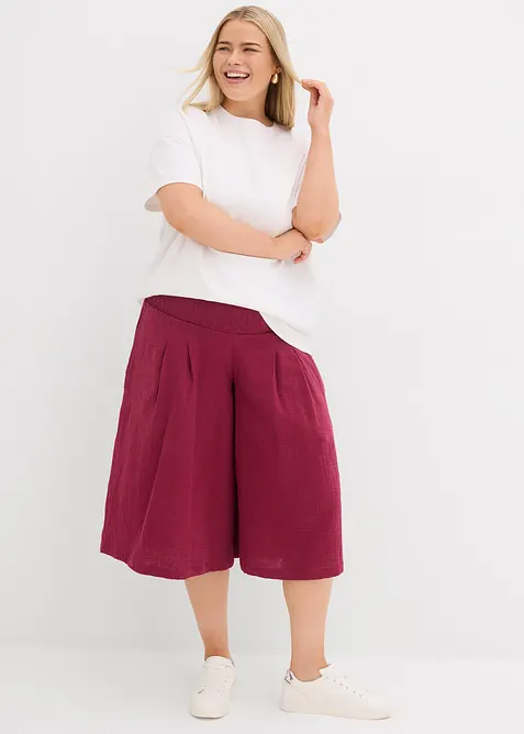Pantaloni capri in soffice mussola, bonprix