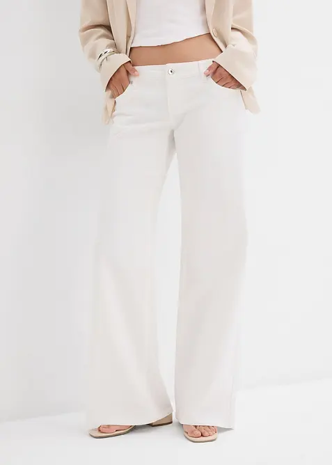 Jeans wide leg, vita bassa, bonprix