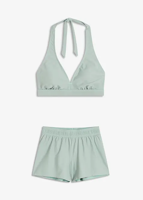 Bikini con slip e pantaloncini (set 3 pezzi) in poliammide riciclata, bonprix