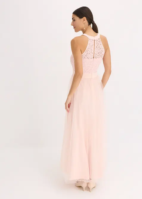 Abito lungo con pizzo e gonna di tulle, bonprix