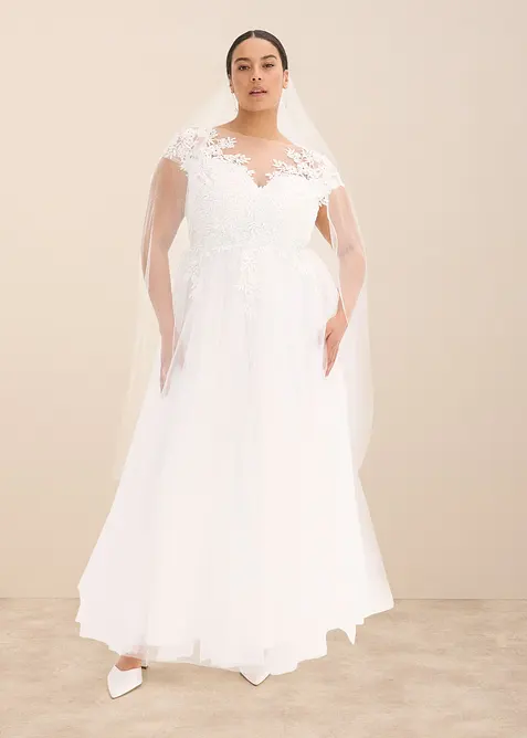 Abito da sposa in delicato tulle con pizzo, bonprix