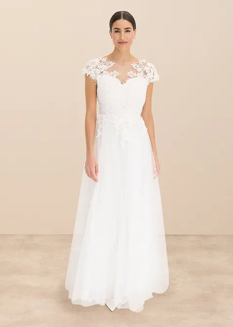 Abito da sposa in delicato tulle con pizzo, bonprix