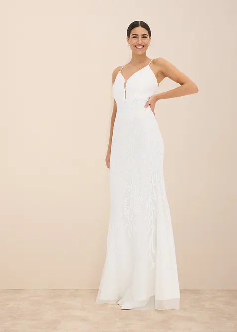 Abito da sposa ricamato con paillettes, bonprix