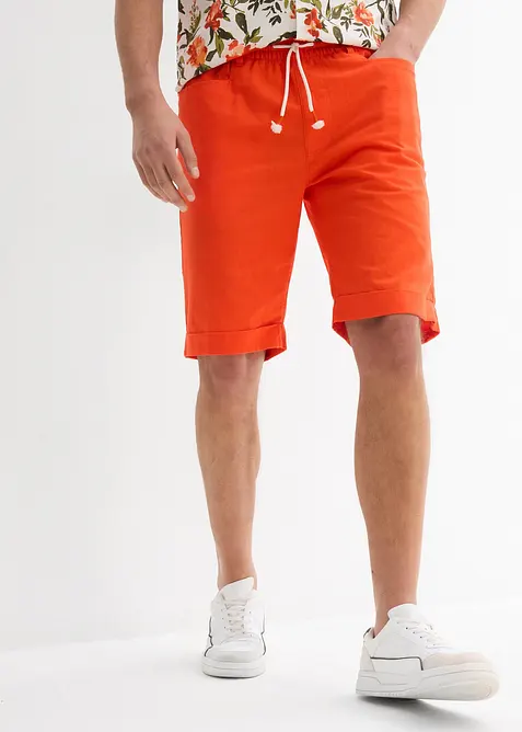 Bermuda con elastico in vita in misto lino, regular fit, bonprix