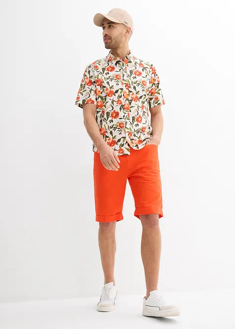 Bermuda con elastico in vita in misto lino, regular fit, bonprix