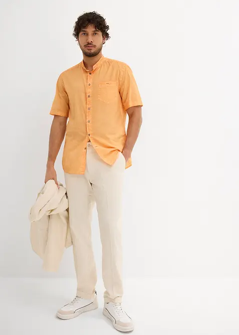 Camicia a maniche corte in look lavato, bonprix