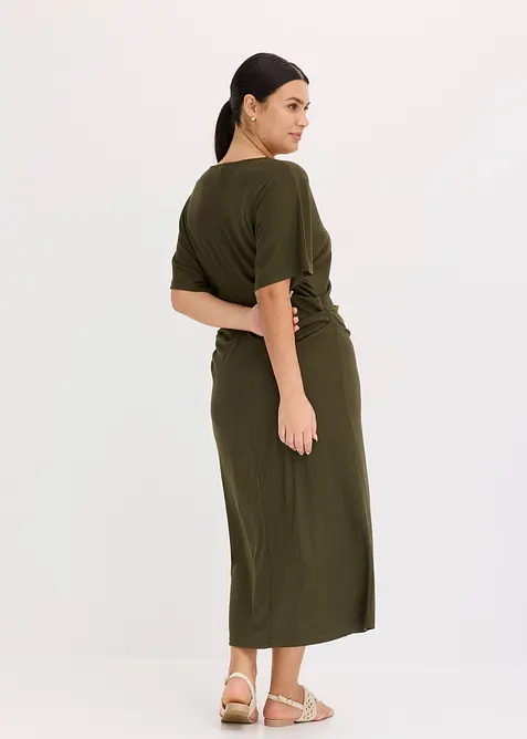 Abito di jersey a coste con arricciatura laterale, bonprix