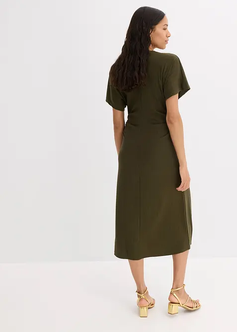 Abito di jersey a coste con arricciatura laterale, bonprix