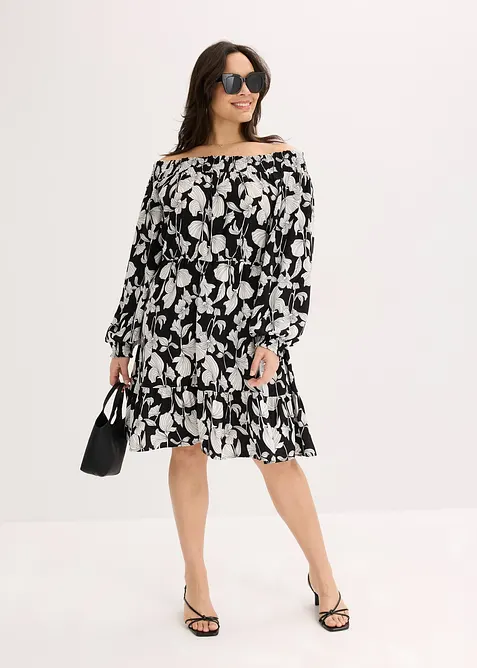 Abito fantasia con spalle scoperte, bonprix