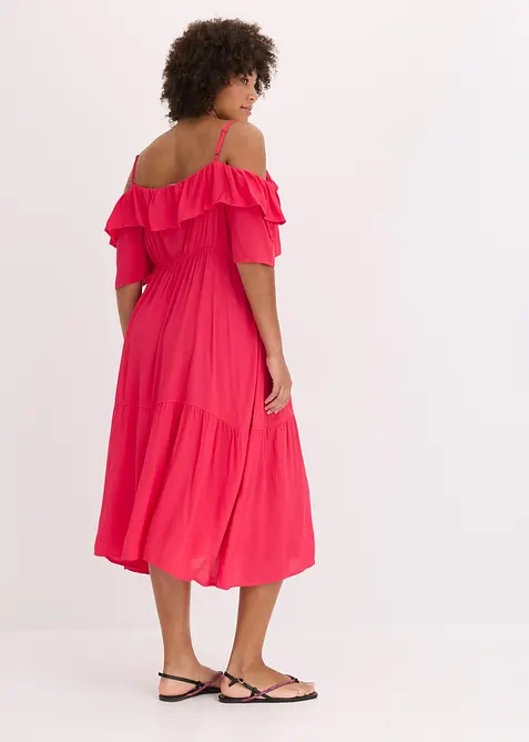 Abito con volant in viscosa operata, bonprix