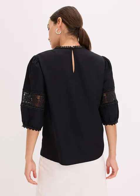 Blusa a maniche corte in misto lino, bonprix