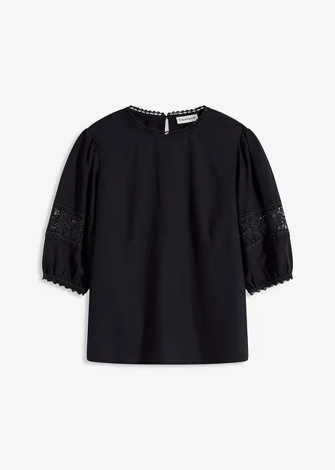 Blusa a maniche corte in misto lino, bonprix