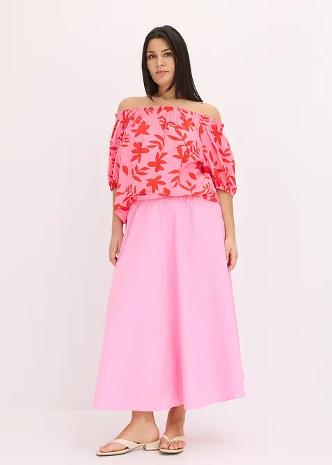 Blusa con spalle scoperte in misto viscosa fine, bonprix