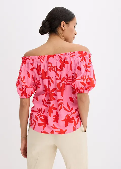 Blusa con spalle scoperte in misto viscosa fine, bonprix