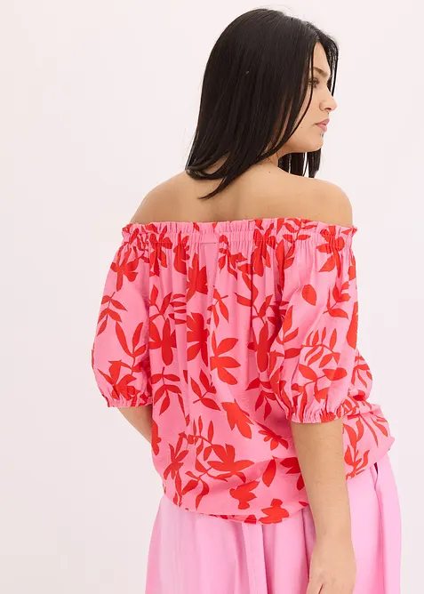 Blusa con spalle scoperte in misto viscosa fine, bonprix