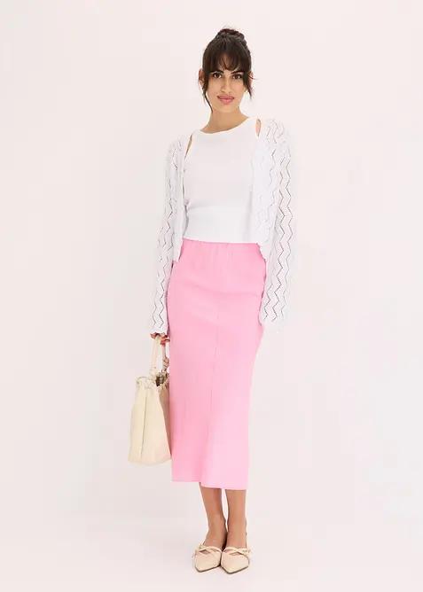 Gonna midi in satin, bonprix