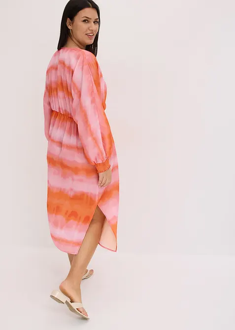 Abito midi in satin con fantasia batik, bonprix