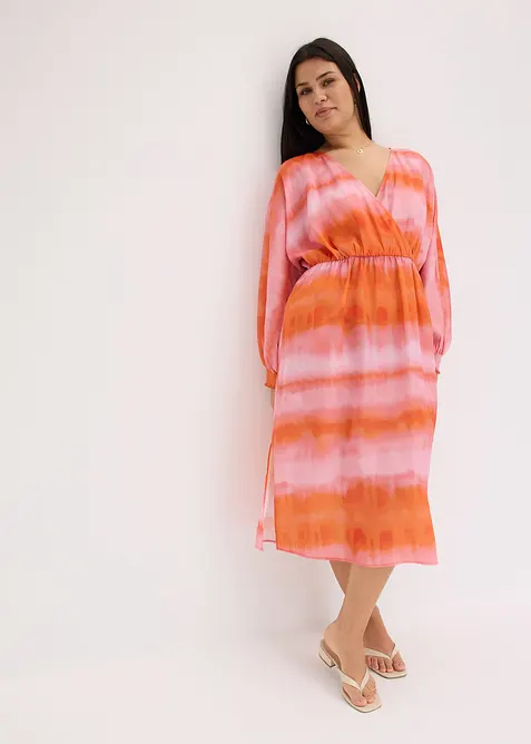 Abito midi in satin con fantasia batik, bonprix