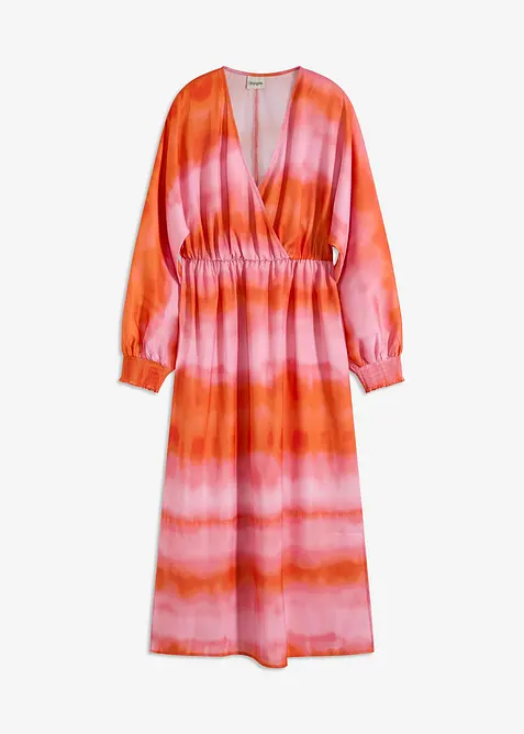 Abito midi in satin con fantasia batik, bonprix