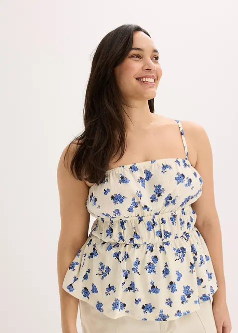 Top con spalline sottili in crêpe operato, bonprix