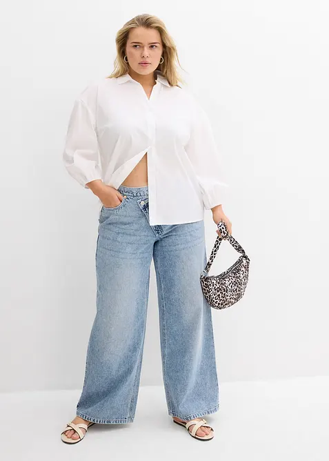 Jeans wide leg, vita media, bonprix