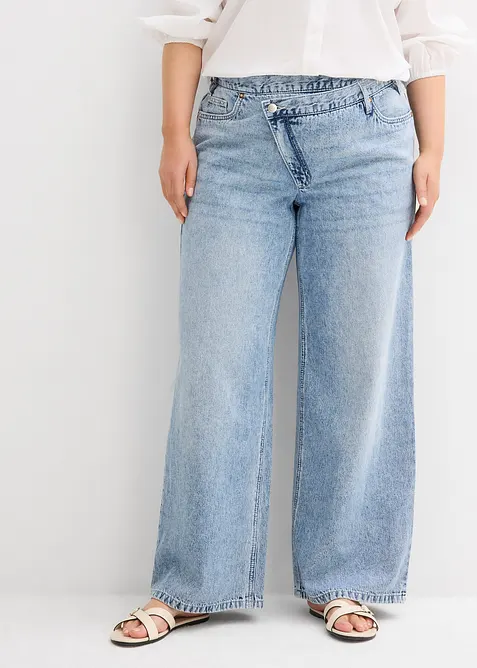 Jeans wide leg, vita media, bonprix