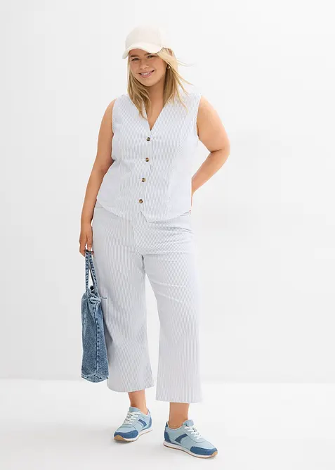 Jeans wide leg cropped, vita alta, bonprix