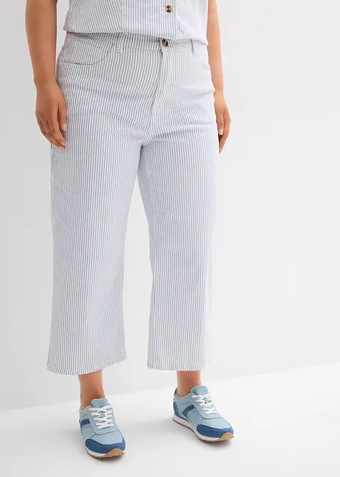 Jeans wide leg cropped, vita alta, bonprix