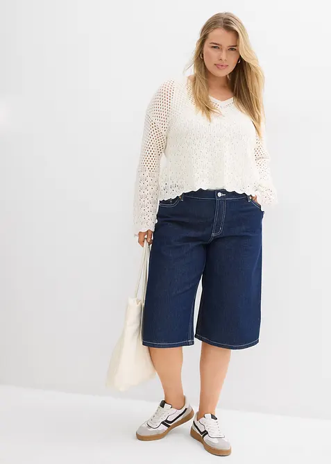 Bermuda in jeans, vita media, bonprix