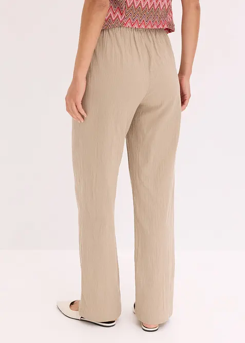 Pantaloni in crinkle strutturato con elastico in vita, bonprix