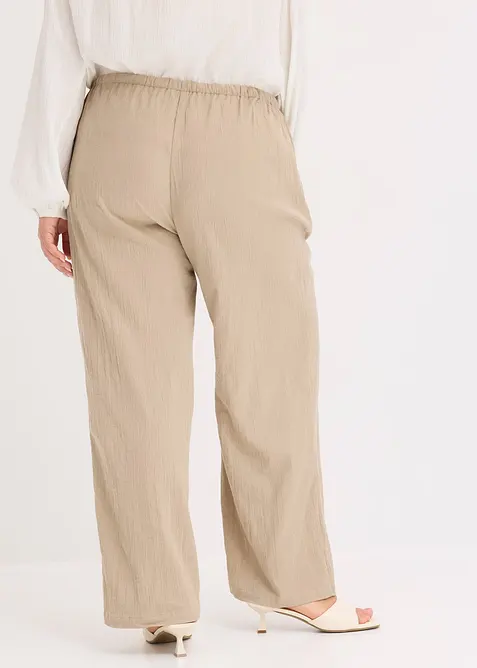 Pantaloni in crinkle strutturato con elastico in vita, bonprix