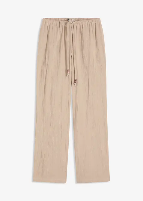 Pantaloni in crinkle strutturato con elastico in vita, bonprix