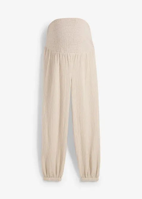 Pantaloni prémaman 2 in 1 in mussola di puro cotone, bonprix