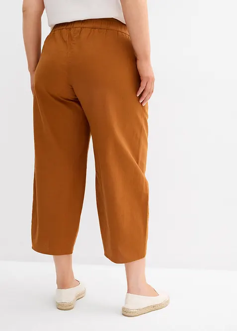 Pantalone prémaman con fascia in vita risvoltabile, in lino e cotone., bonprix
