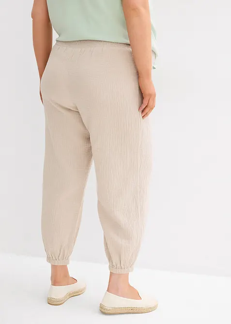 Pantaloni prémaman 2 in 1 in mussola di puro cotone, bonprix
