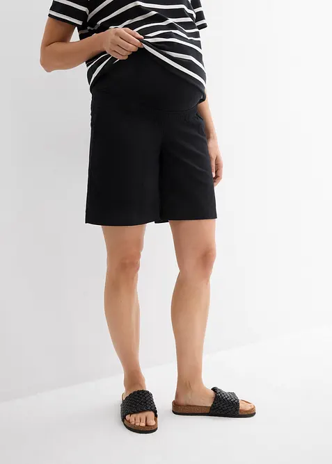 Shorts prémaman 2 in 1 con fascia risvoltabile in vita in misto lino e cotone, bonprix