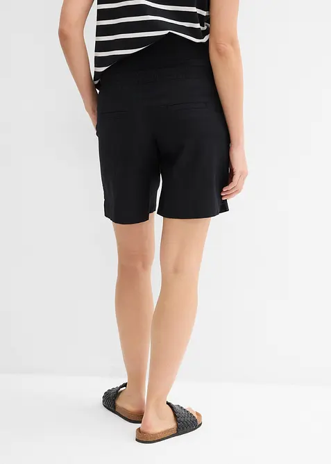 Shorts prémaman 2 in 1 con fascia risvoltabile in vita in misto lino e cotone, bonprix