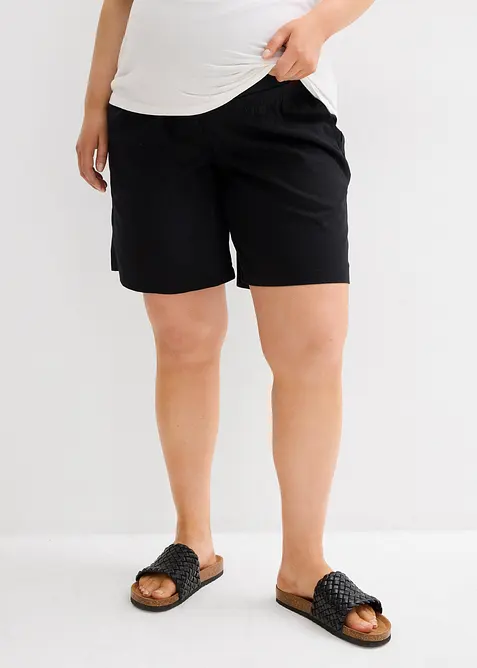Shorts prémaman 2 in 1 con fascia risvoltabile in vita in misto lino e cotone, bonprix