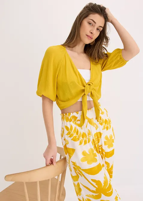 Blusa cropped in viscosa fluente, bonprix