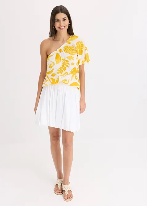 Blusa monospalla in viscosa operata, bonprix