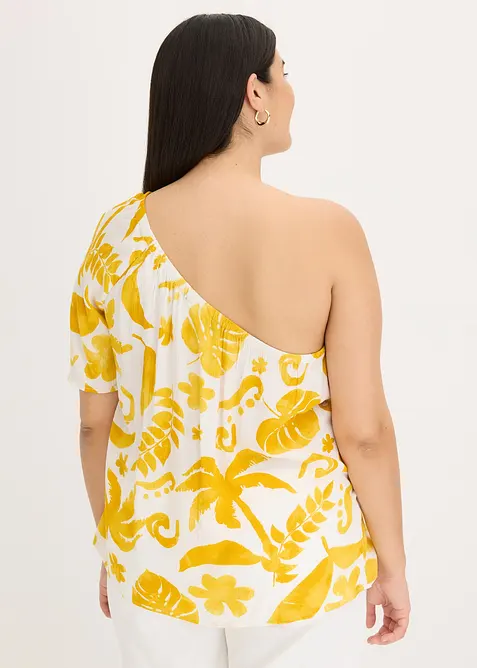 Blusa monospalla in viscosa operata, bonprix