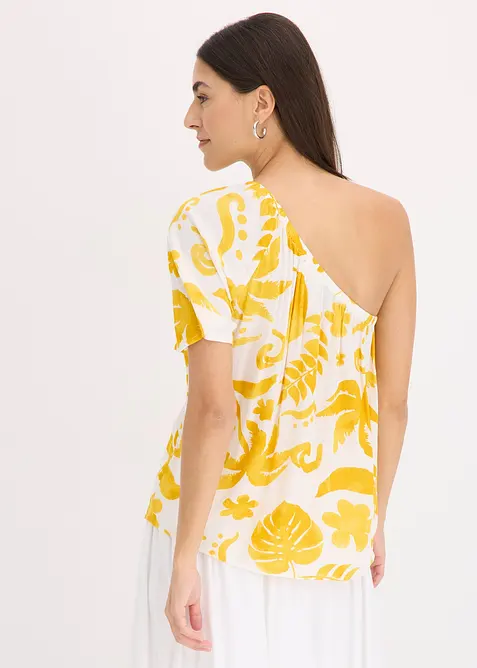 Blusa monospalla in viscosa operata, bonprix