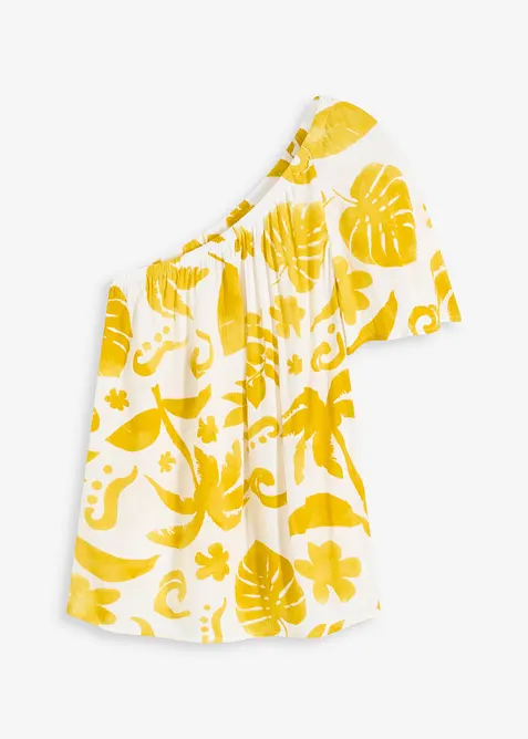 Blusa monospalla in viscosa operata, bonprix