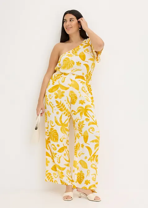 Pantaloni larghi fantasia in viscosa operata, bonprix