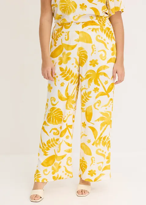 Pantaloni larghi fantasia in viscosa operata, bonprix